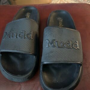 Mudd Charcoal Slide Sandals